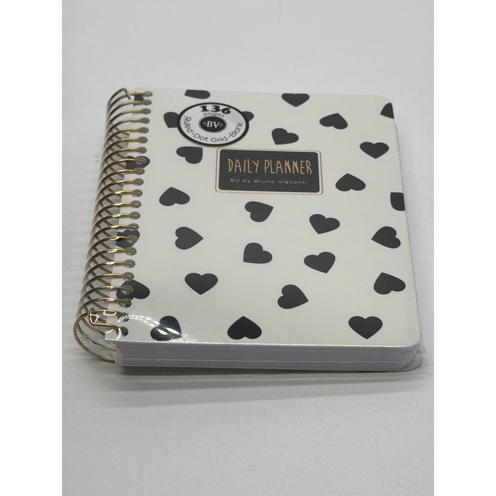 BV by Bruno Visconti Daily Planner Heart Print Spiral Notebook 136 Pages